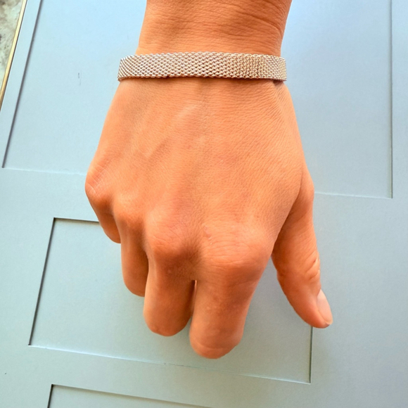 Modern Mesh Reflexion Somerset 7.5mm Link Chain Sterling Silver Bracelet Vintage - Picture 3 of 9